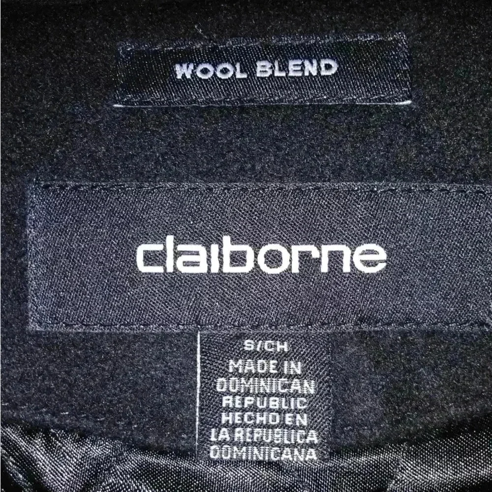 Men's New Claiborne Wool-Blend‎ Black Double Breasted Pea Coat Size: Small